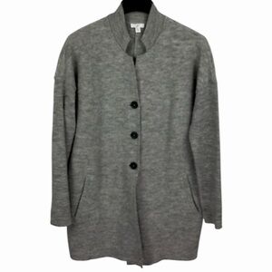J. Jill Gray Marled Cardigan Sweater Lightweight Longer Length Size S.